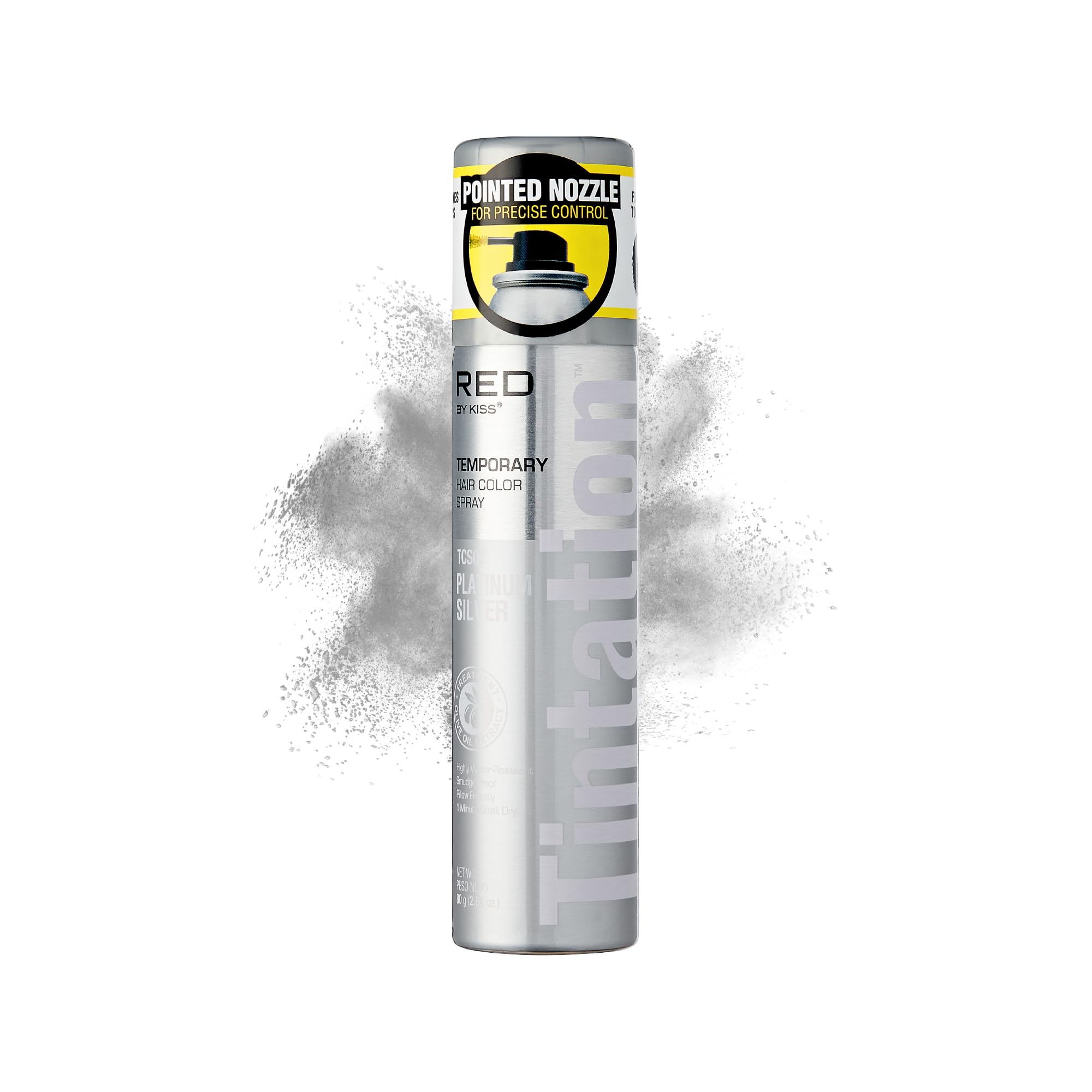 Red by Kiss Tintation Temporary Hair Color Spray 2.82oz, Quick-Dry & Smudge-Proof, Vivid Color Washable Hair Dye, Styling Spray Cosplay Halloween