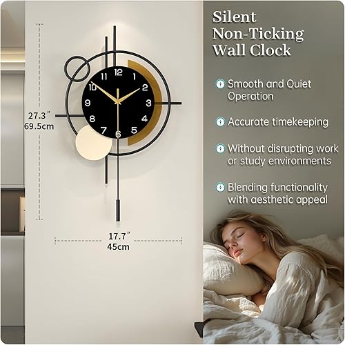 Miniatura 25 de Relojes de pared grandes para decoración de sala de estar, reloj de pared grande y moderno, funciona con pilas, silencioso, sin tictac