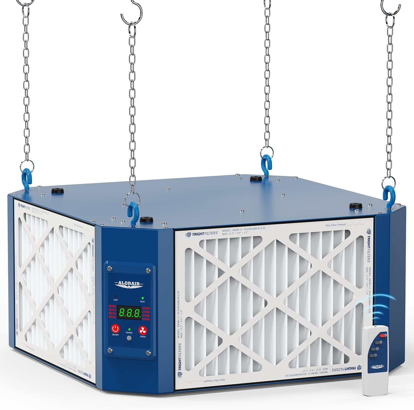 ALORAIR 360 Degree Intake Air Filtration System Woodworking - (1050/1350 CFM) with Strong Vortex Fan, Hanging Mode for Garage Works Shop, Shop Dust Collectors, Purecare 1350