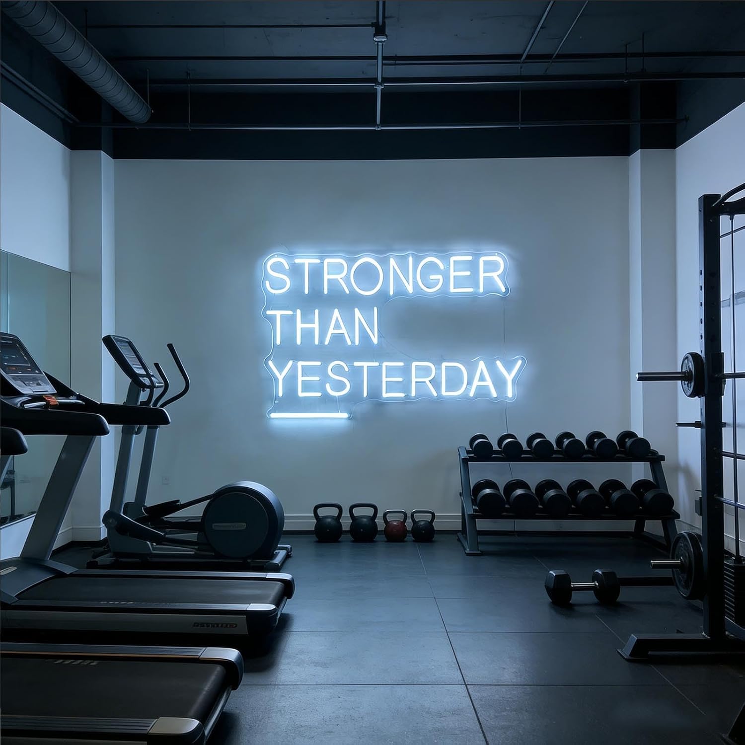 Stronger Than Yesterday Neon Sign 28in LED Workout Light for Wall Decor image 3