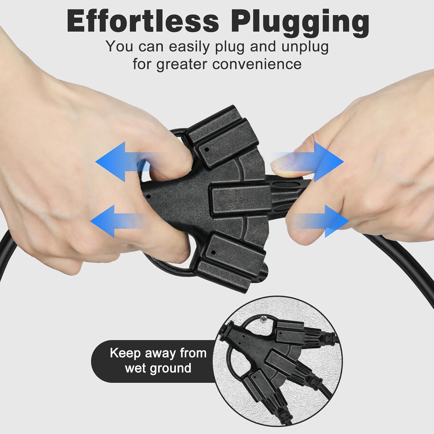 3FT 2 Pack 12 Gauge 3 Outlet Outdoor Extension Cord 12/3 Heavy Duty SJTW Power Cord 3 Way Waterproof Power Cable 3 Prong Grounded 12AWG 15Amp 1875W ETL Listed