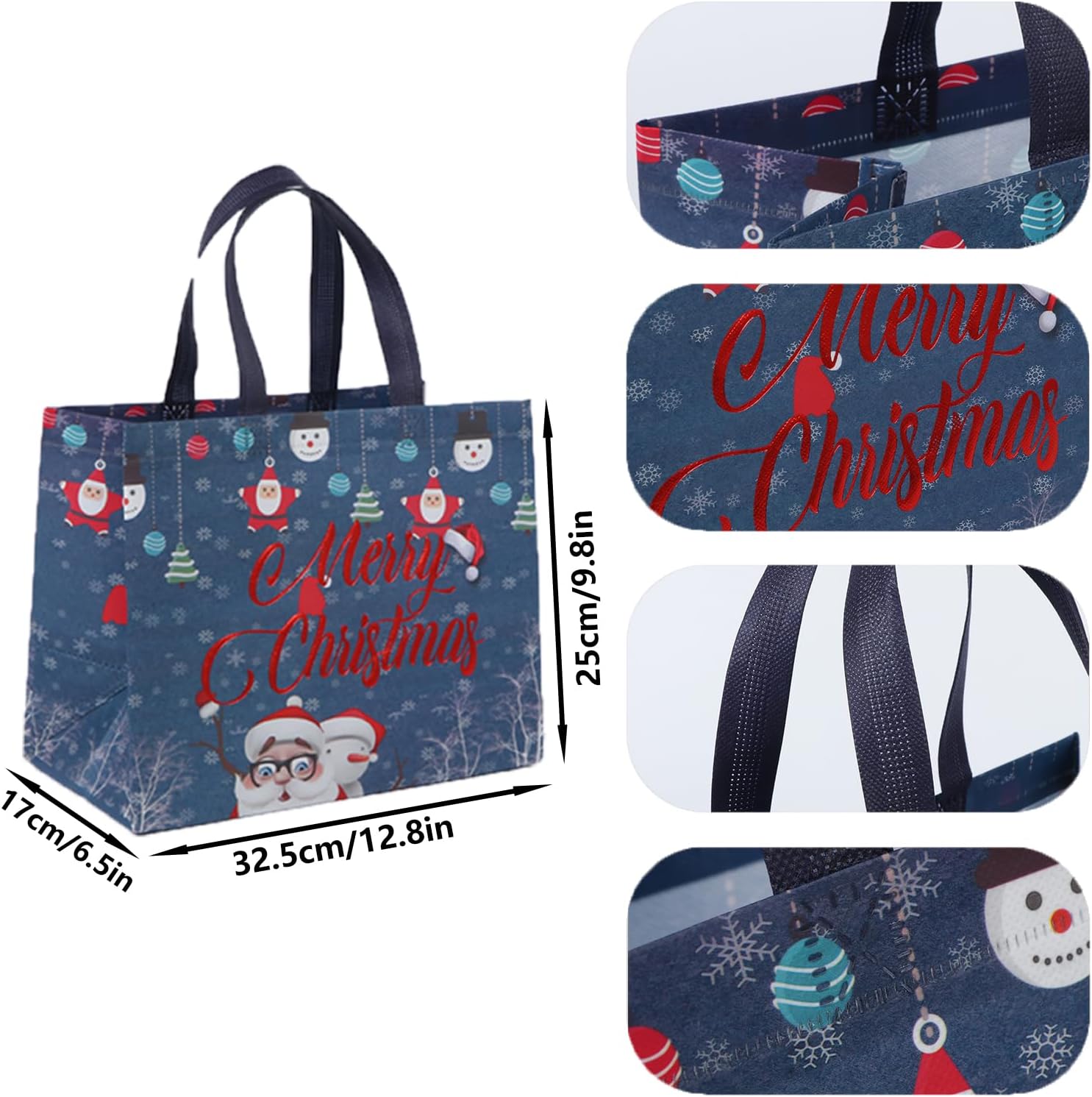 12 Borse Regalo Di Natale Grandi In Tessuto Non Tessuto – 43x32x18 Cm, Con Manici, 6 Stili, Riutilizzabili Per Feste E Bomboniere - 2