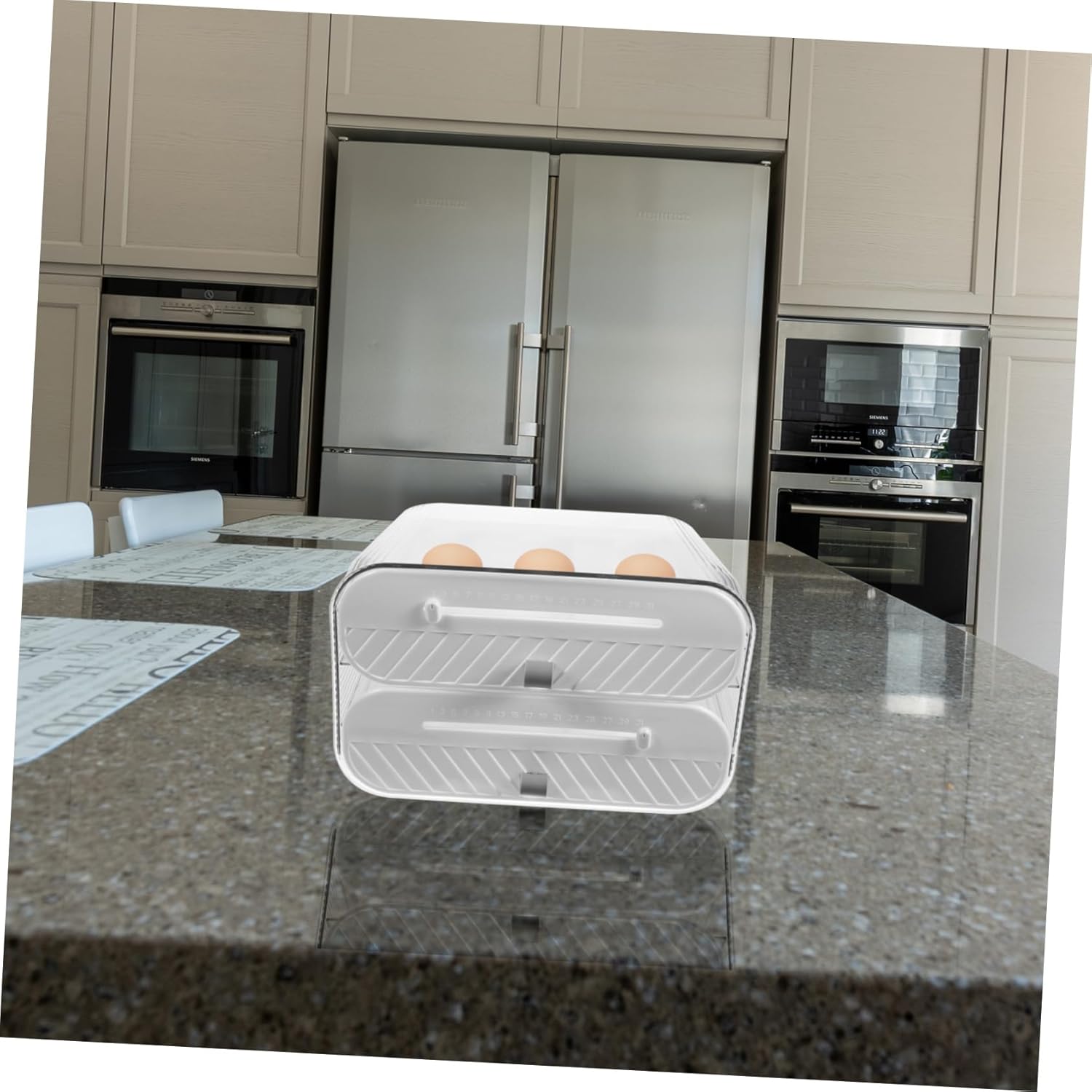 Double Egg Storage Organizer for Refrigerator Capacity Rolling Egg Holder Convenient Egg Dispenser Container Reusable Egg Tray for Home Kitchen Storage