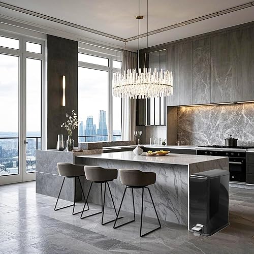 Miniatura 188 de Cubo de basura pequeño para baño con tapa, cubo de basura de 1.3 galones con cubo interior extraíble, cubo de basura delgado con tapa de cierre