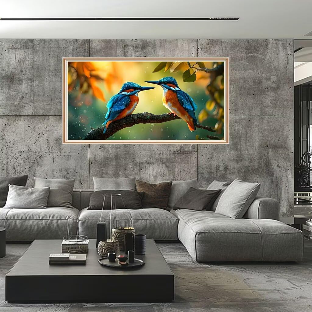 Verf op nummer voor volwassenen, dieren vogel verf op nummer kits, doe-het-zelf canvas olieverfschilderij kit voor kinderen met penselen acryl pigment tekening, voor geschenken thuis muur decor (91 x