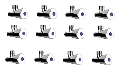 MAYUR �CICH, Brass Angle Valve Stop Cock for Bathroom, Kitchen and Home (Wall Mounted) High Flow with Wall Flange (Set of 12) TRI-1 (Chrome Finish)