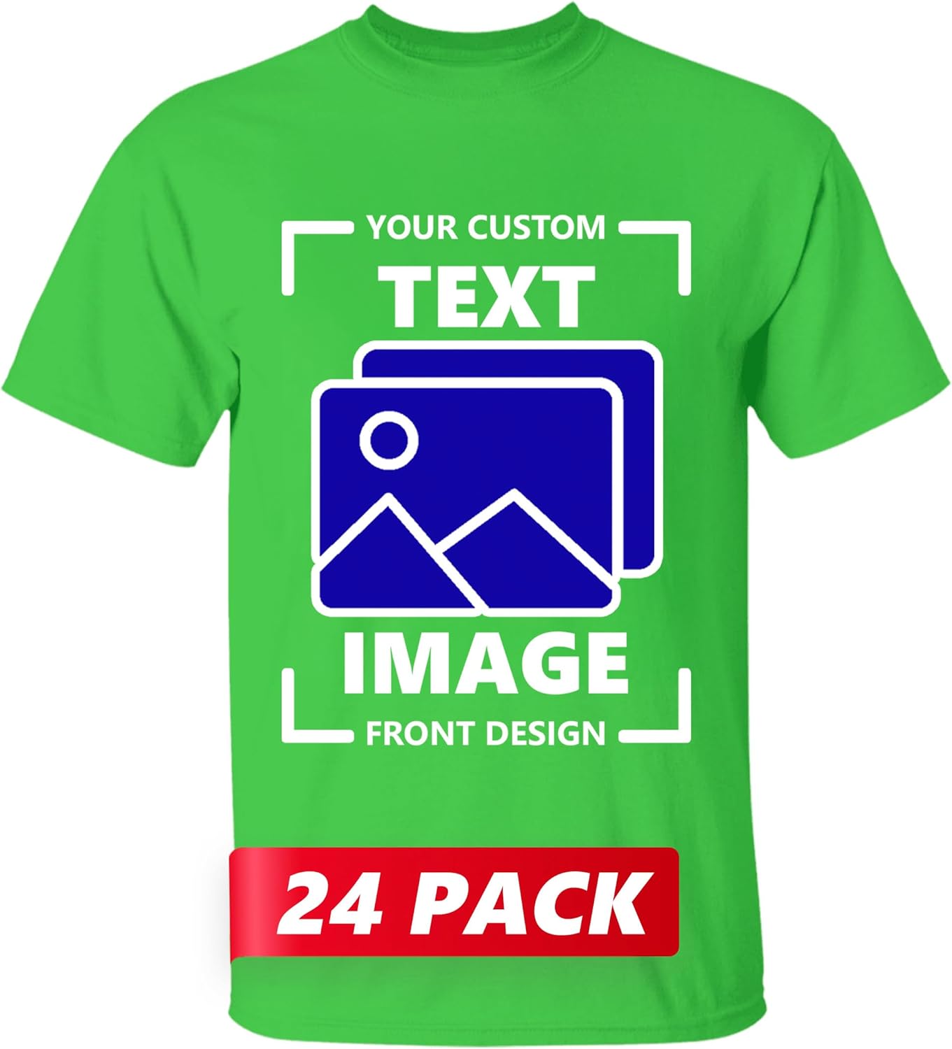 Gildan Custom T-Shirt - Personalized US-Cotton Unisex Tee Shirt - Front & Back Design with Image Logo Text Photo, 1-24 Pack