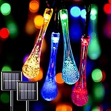 suddus 2 Pack Solar String Lights Outdoor Waterproof, Total 39.4FT 60 LED Water Drop Solar Lights with 8 Modes, Solar Tree Lights for Outdoor, Party, Garden, Patio, Wedding, Porch, Yard
