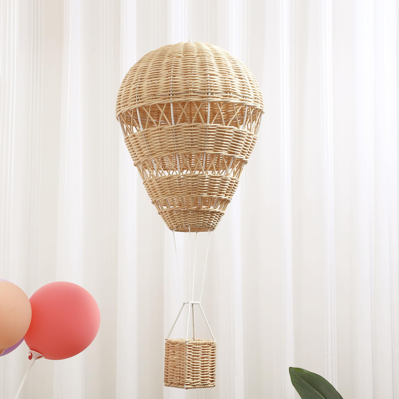 1pieza Rattan-Woven Hot Air Balloon Decor para Home Crafts Photo Prop para Bodas Navidad y Fiesta Infantil