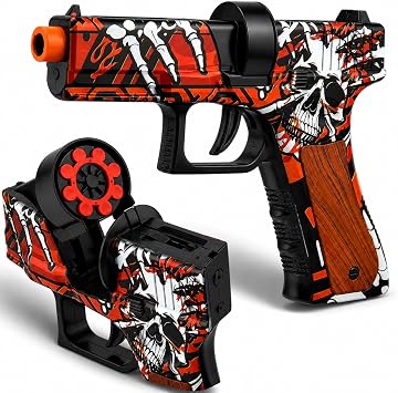Skeleton Theme 8 Shot Ring Cap Toy Gun  Die Cast Metal Pretend Play Blaster with Orange Safety Tip, Ages 14+ Skeleton Edition