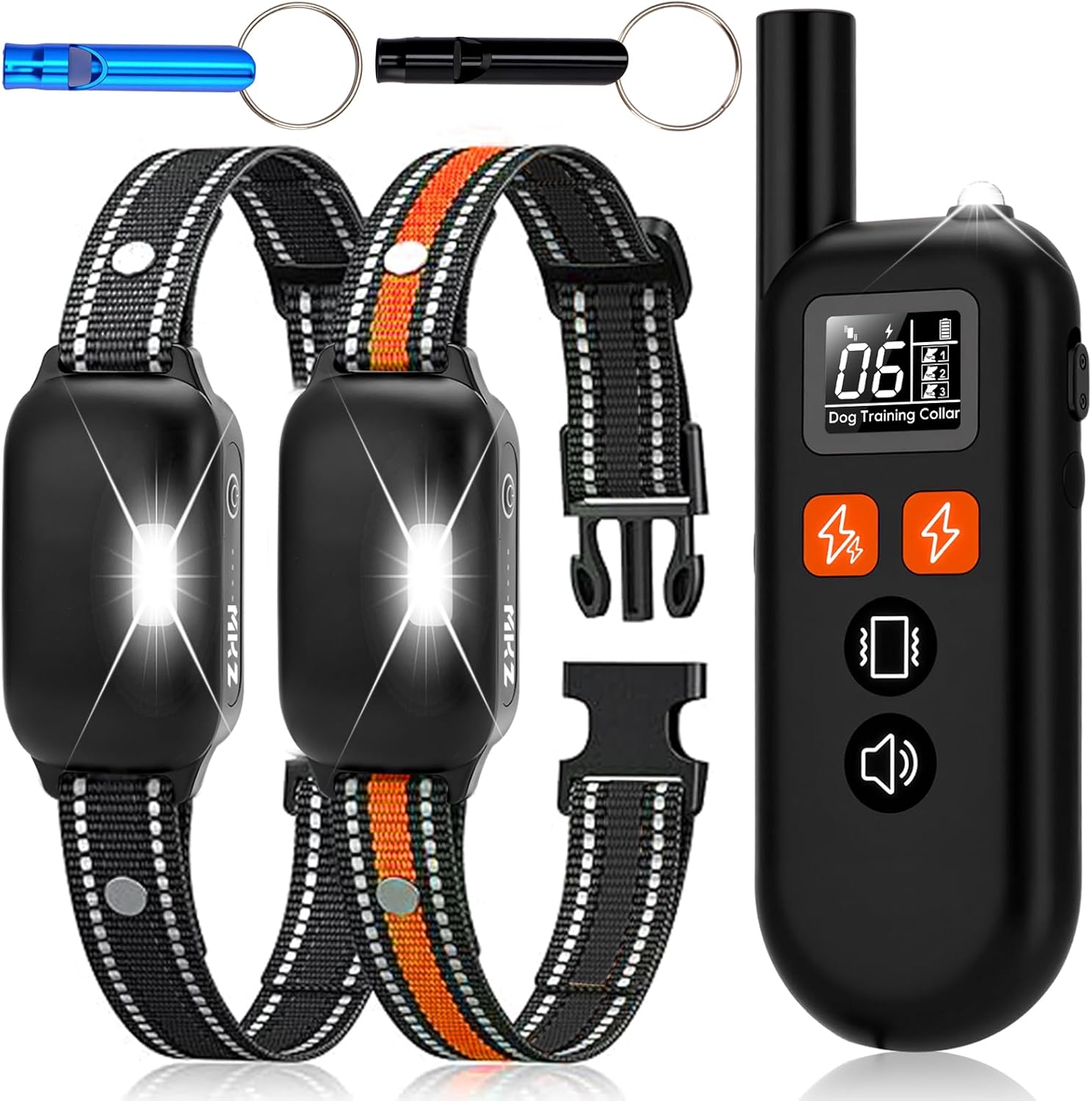 Dog Shock Collar 2 Dogs (15-120Lbs),4200FT Dog Training Collar with Remote IPX7 Waterproof Shock Collar for Small Medium Large Dogs with Flashlight, Anti-Bark Collar,4 Training Modes