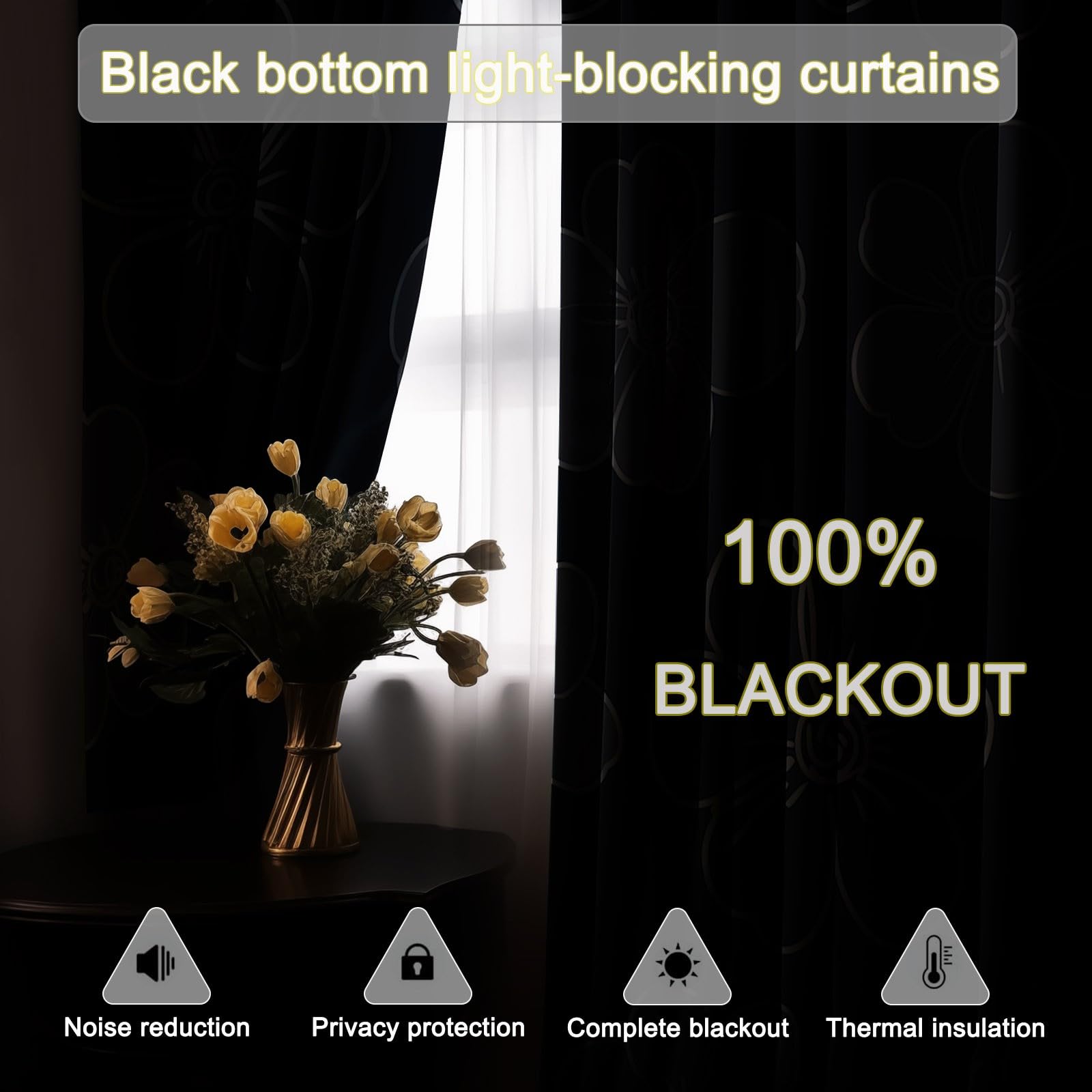 Natur Minimalistisch Vorhänge mit Ösen, Dunkelgrau Blickdichte Vorhänge Wohnzimmer Schlafzimmer, Handgezeichnet Blumen Linien Maschine Waschbar Fenster Verdunkelungsvorhänge, H215 x B110 cm 2 Stück