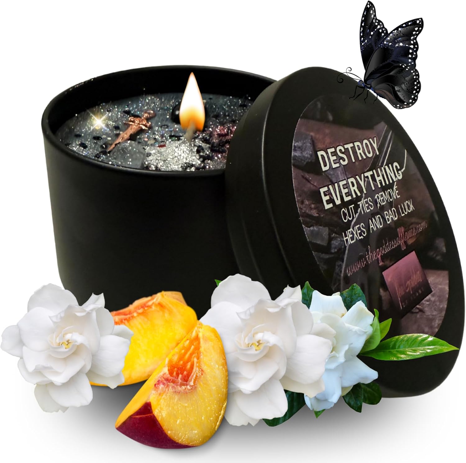 Destroy Everything Spiritual Candle to Cut ties, Remove hexes and Bad luck | All Natural & Organic Coconut Wax Candle for House Energy Cleansing Purification, Chakra Healing &Manifestation(Medium 8oz)