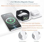 Plus récent Ankilo 3 en 1 Chargeur sans fil pliable, Plaque de recharge sans fil magnétique rapide, Compatible avec iPhone 14/13/12/SE/11/XR,Samsung Galaxy, Montre Apple,AirPods Pro, Adaptateur de port de type C non inclus