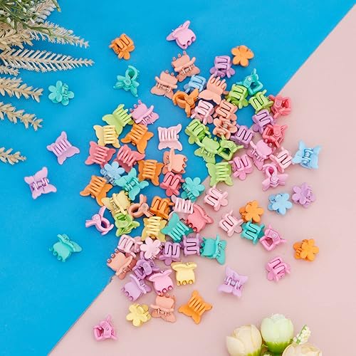 Miniatura 6 de SuPoo 80 accesorios para el cabello con mariposas y flores mini clips, pequeñas garras coloridas para niñas, bebés, niños pequeños, estilo Y2K