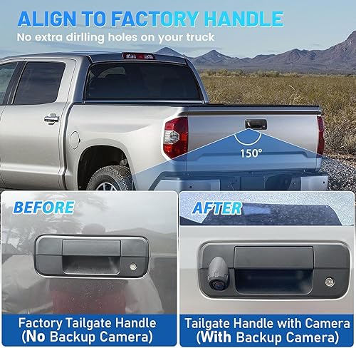 Miniatura 2 de EWAY Para Toyota Tundra 2007-2014 4.3 "Monitor de espejo retrovisor con manija del portón trasero Kit de cámara de respaldo Estacionamiento