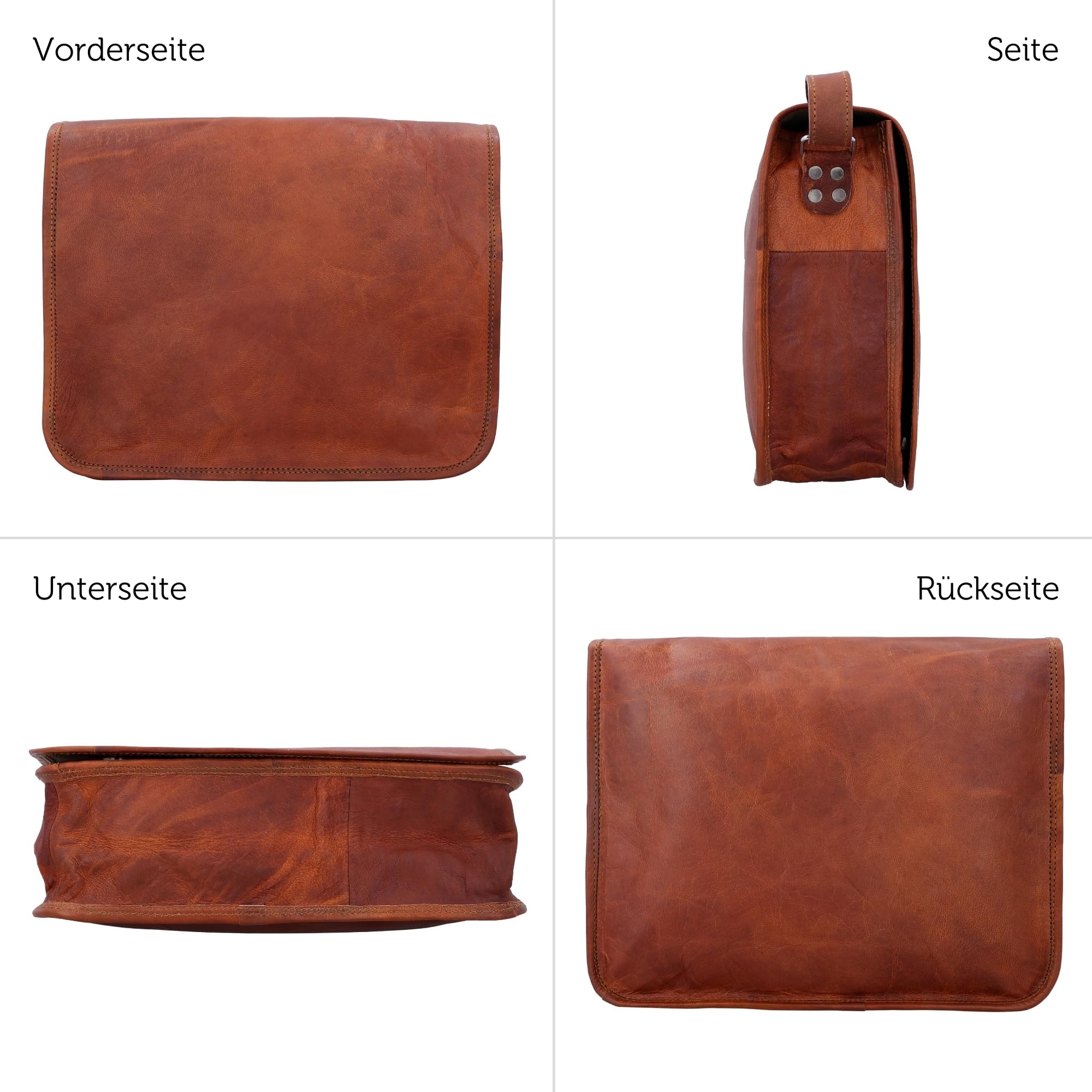 Gusti Umhängetasche Leder - Taylor 11'' Damen und Herren Handtasche Nature Collegetasche Businesstasche Messengerbag Aktentasche Vintage Braun