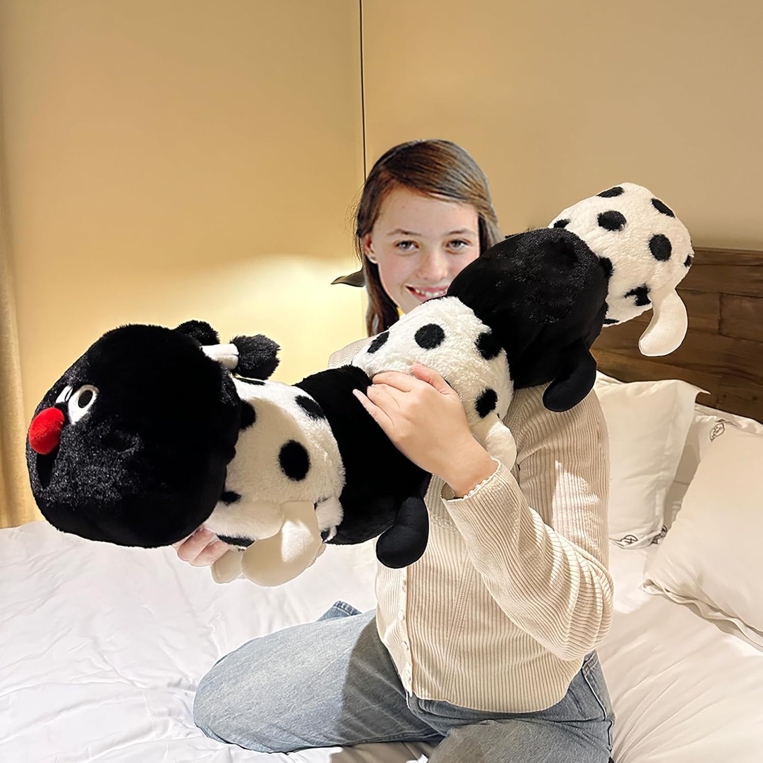 Hofun4U Caterpillar Stuffed Long Plush Pillow - Home Decoration Christmas Birthday for Kids Adults (Black,33 inch)