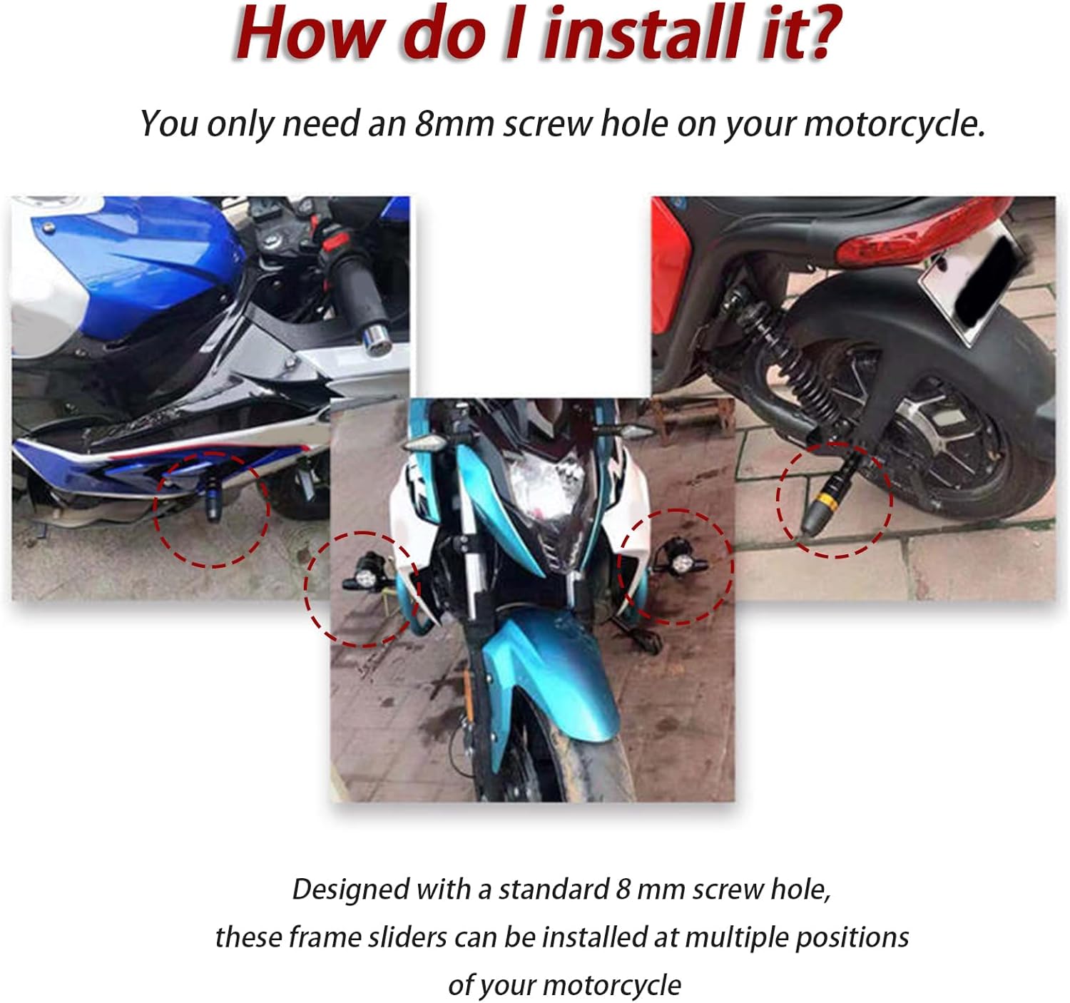 2 Pack Motorcycle Frame Sliders for Yamaha MT 07 MT07 Tracer 700 Tracer700, Anti-Fall Frame Slider Crash Protectors, CNC Aluminum Frame Slider Anti-Fall Stick, Motorcycle Accessories