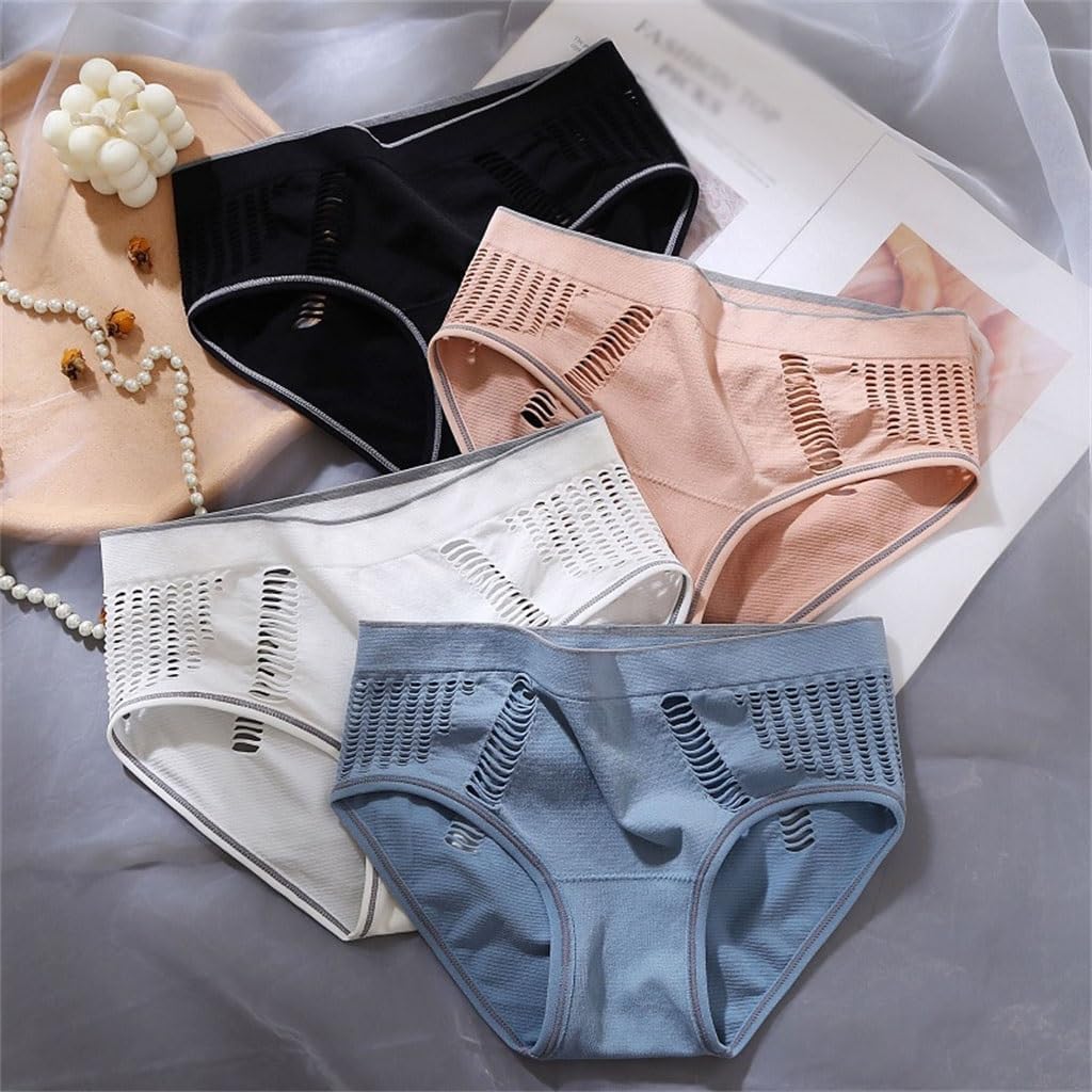 Panties Female Sense Lace Edge Mid-waist Seamless Hollow Solid Color Triangle High Elastic