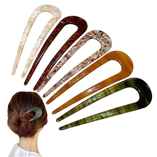 Horquillas para el cabello en forma de U para moños, 5 unidades, fácil de combinar, horquillas francesas para mujer, elegantes horquillas