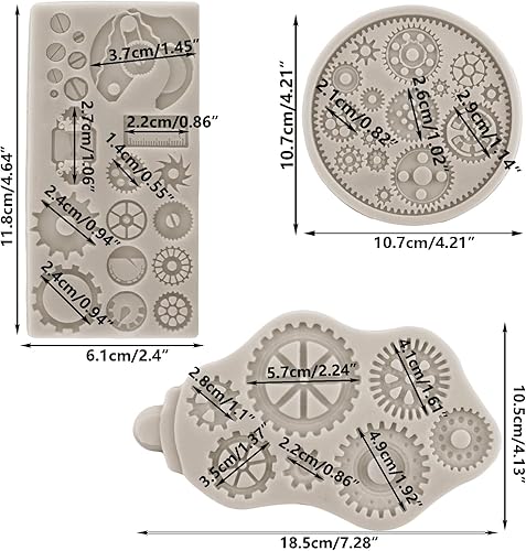 Miniatura 2 de Sijiangmold Steampunk Gear - Moldes de silicona para fondant, engranajes, para decoración de pasteles, decoración de cupcakes, caramelo, chocolate,
