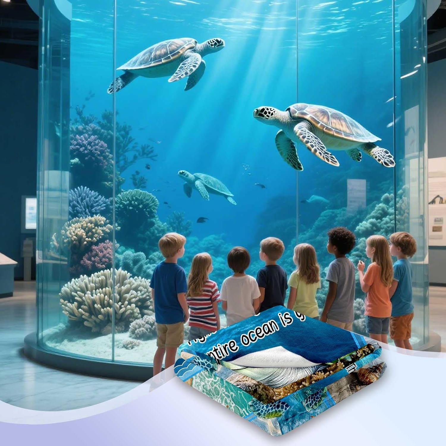 Sea Turtle Gifts for Women Girls, Sea Turtle Blanket 60" X 50" for Boys, Turtles Gifts for Turtle Lovers, Granddaughter Gift, Grandson Gift - Image 2