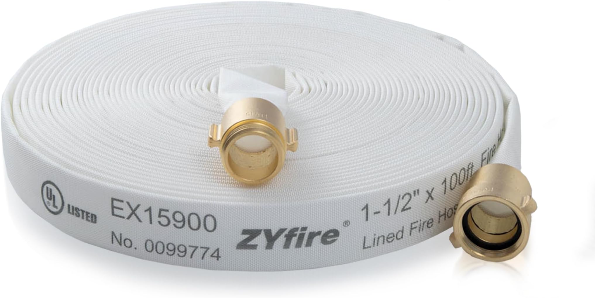 ZYfire Fire Hose - 1-1/2" ID x 100 FT Single Jacket TPU Fire Hose Industrial Hose Firefighter Hose with M × F NST/NH Brass Couplings Lightweight Lay Flat Water Hose for Use in Firefighting, Industrial