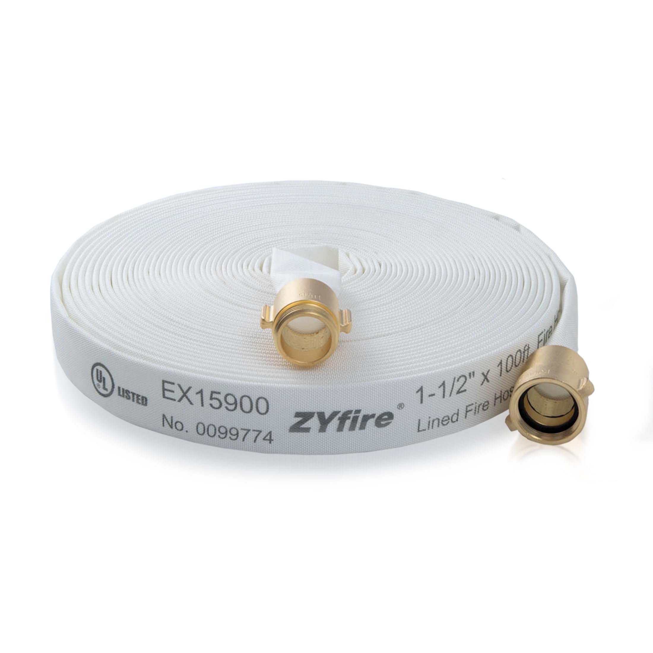 ZYfire Fire Hose - 1-1/2" ID x 100 FT Single Jacket TPU Firefighter Hose with M × F NST/NH Brass Couplings 750 PSI Burst Pressure Lightweight for Use in Firefighting