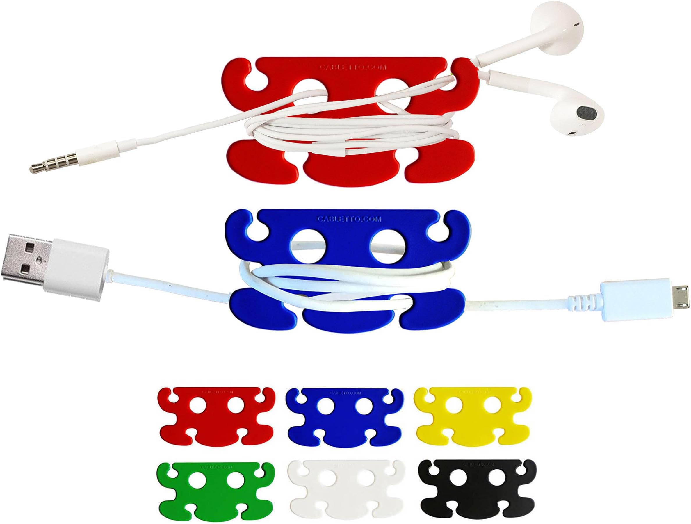 CABLETTO Cord Wrap Keeper and Organizer Earbud Holder Small Cable Winder Manager Shortener. Cables and Strings in Order in Your Pocket, Bag or Backpack, Drawers and containers. 6 pcs 1 Pack