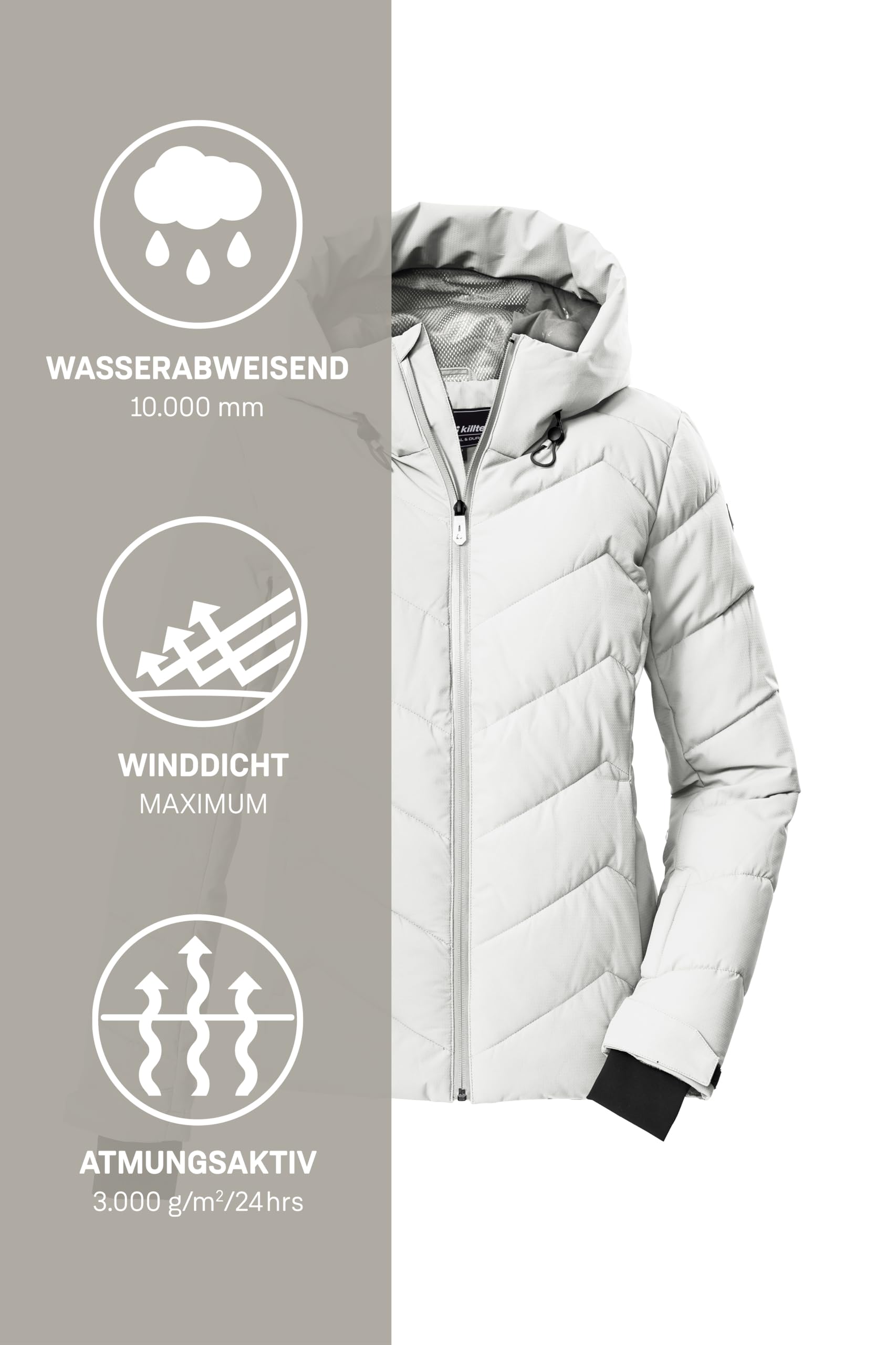 Killtec Ksw 31 Wmn Ski Qltd Jckt Giacca da sci/giacca trapuntata/giacca funzionale in look piumino con cappuccio e paraneve Donna