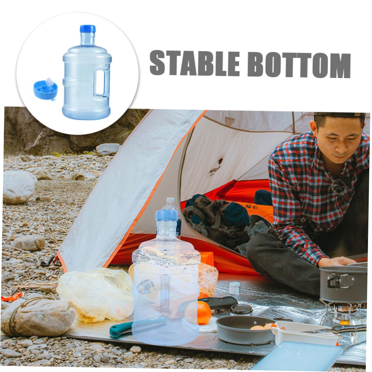 Abaodam Contenitore Chiusura Ermetica 5l per Acqua da Campeggio in PC e Manico Portatile, Bottiglia Leggera Blu per Sport e Outdoor