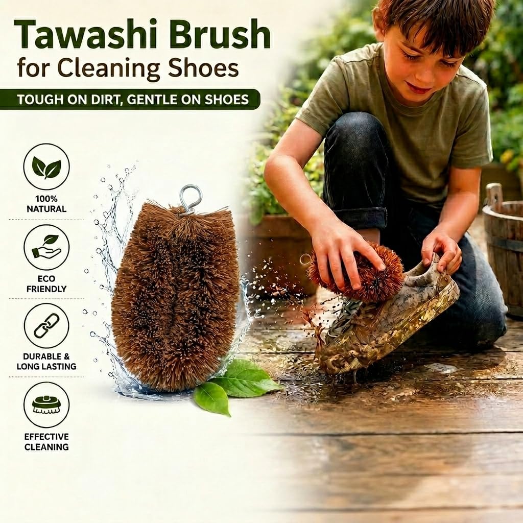 Zestaw 3 pędzli do szorowania warzyw Tawashi, 100% naturalne włókno kokosowe, peeling owocowy, przyjazna dla środowiska alternatywa dla gąbki, japoński design Kamenoko, szorownica do naczyń