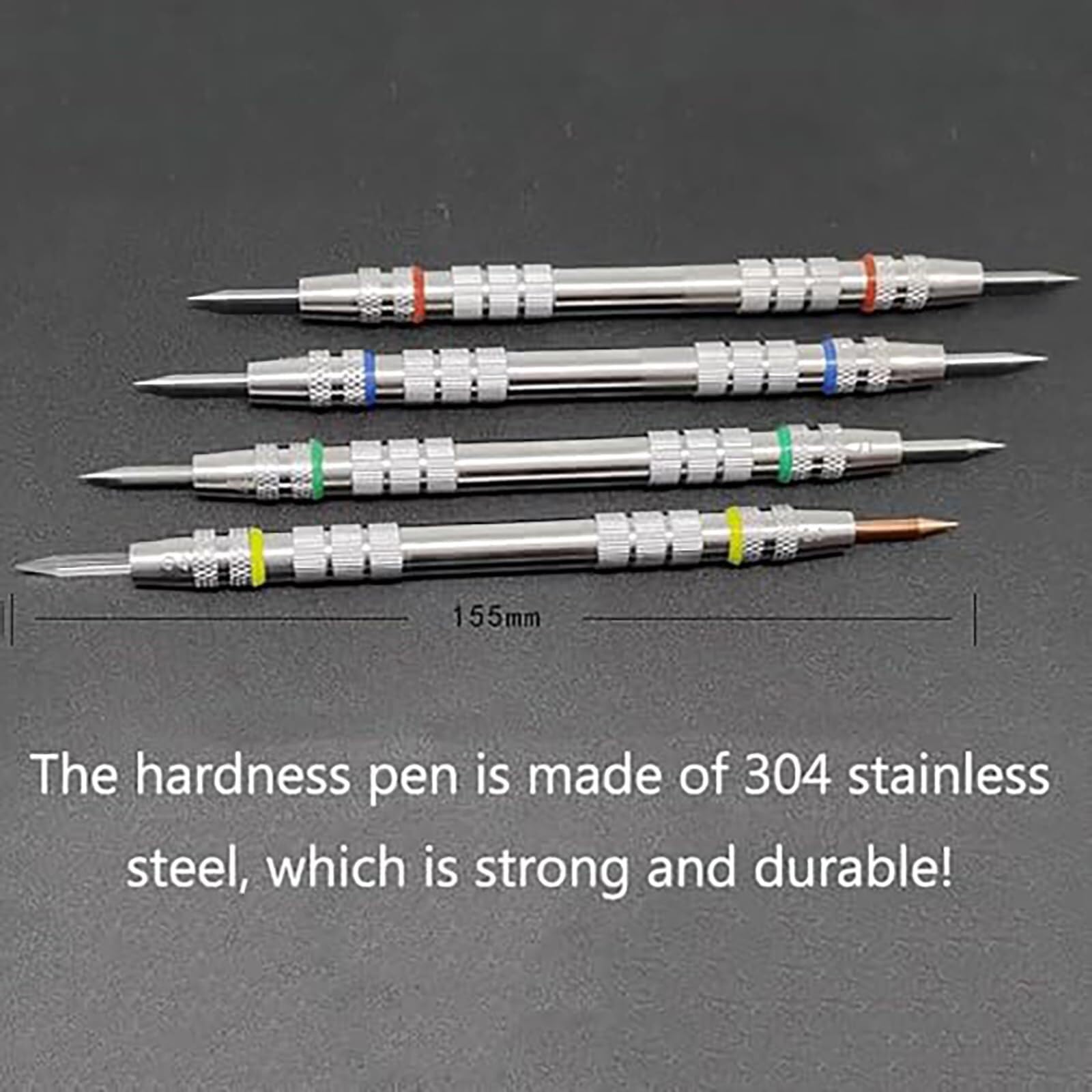 Kit de test de dureté Mohs - Paquet de 4 pics en acier inoxydable avec boîte de rangement, aiguille de notation à double extrémité avec différents niveaux de dureté, for les tests minéraux