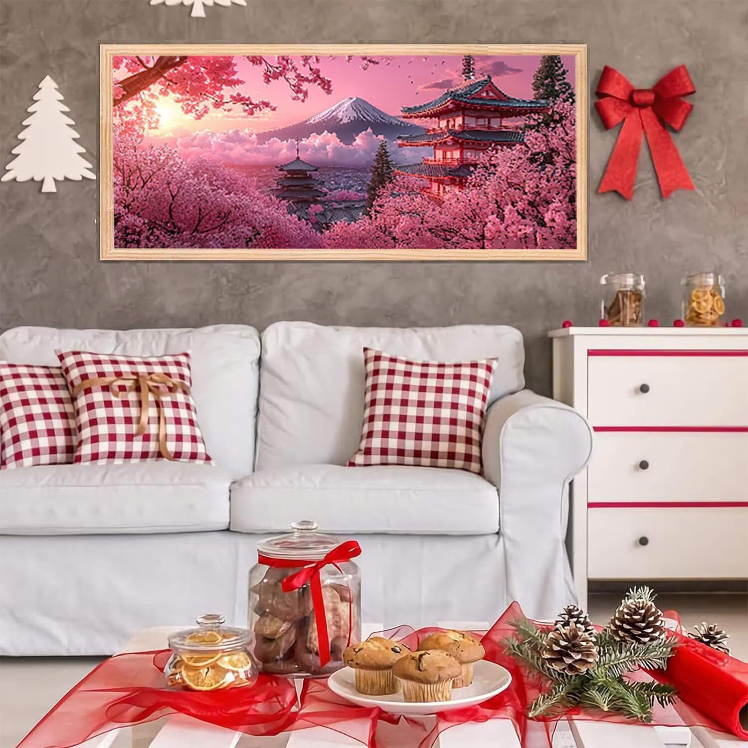 Diamentowe malowanie dla dorosłych duży format, widok na górę Fuji obraz diamentowy XXL 80 x 160 cm diamentowy zestaw do koralików, sztuka diamentowa rekreacyjna kreatywne dorośli haft ścieg