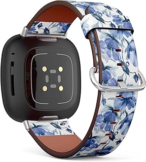 CJBROES Replacement Leather Watch Band, Compatible with Fitbit Versa 3 and Fitbit Sense of Wristband Bracelet Accessory - Floral