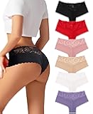 Sexy Underwear for Women Lace Cheeky Panties Breathable Bikini for Ladies 6 Pack