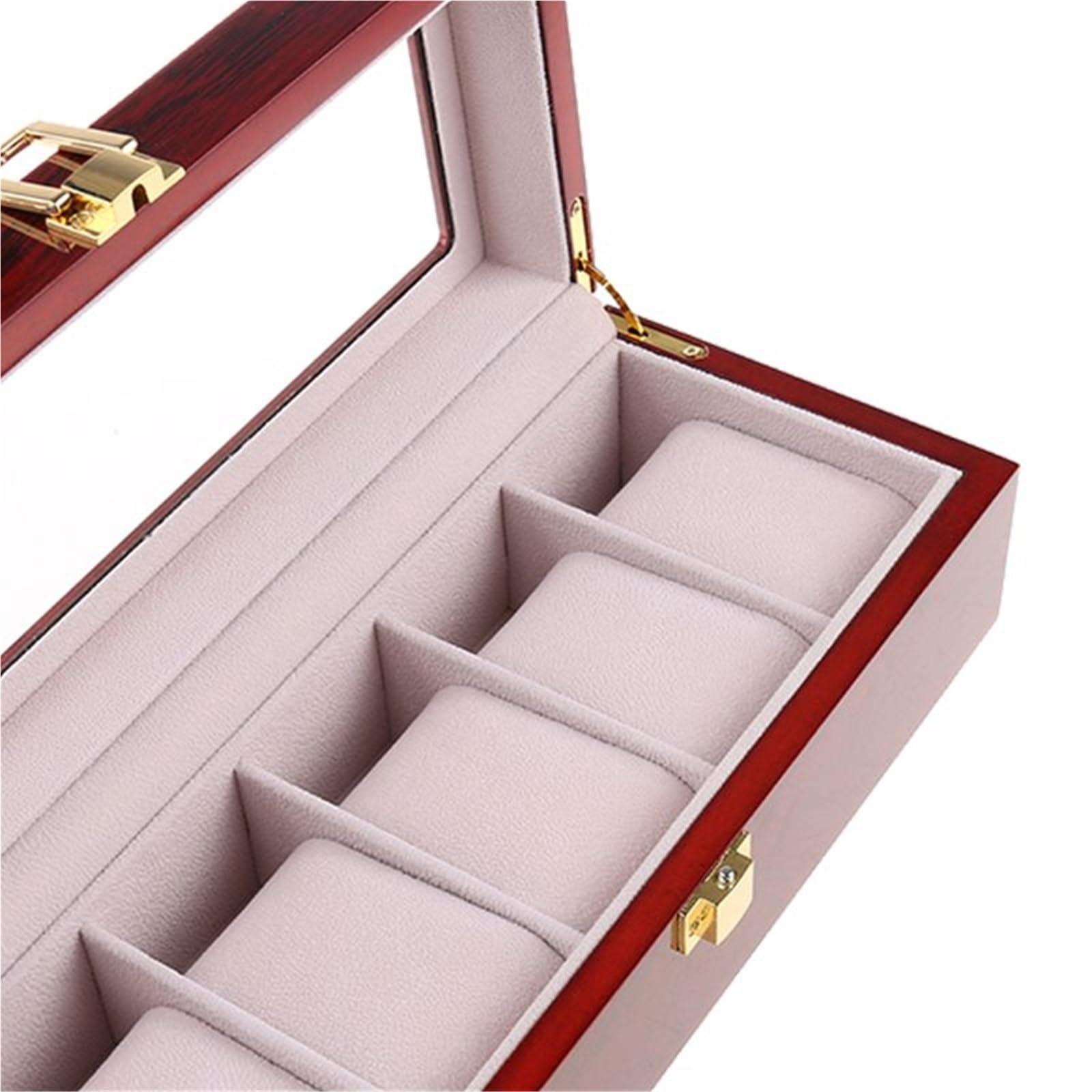 Collar Organizador Organizador Viaje por estuche con tapa de vidrio para hombres Wome 5 Slot Reloj Duración Caja de almacenamiento Joya Colina de joyas (10*5*5 cm) Joyero de joyería de joyería de