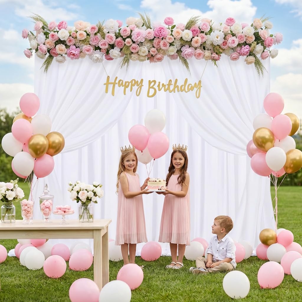 Tissu de Fond Toiles de Fond de Mariage pour Anniversaire (Blanc, 6x3M)