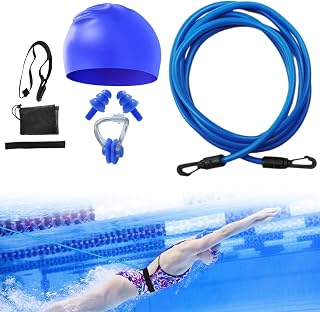 Swimming Belt for Pool, Adjustable 4 m Swimming Belt Pool Swimming Rope for Children Adults, Swimming Trainer Pool Resistance Training Pull Rope Swimming Training Swimming Resistance Belt