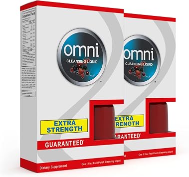Wellgenix Omni Detox Drink - Extra Strength Cleansing - Same Day Quick Flush Cleanser - Fruit Punch Flavor 1oz 2 Pack