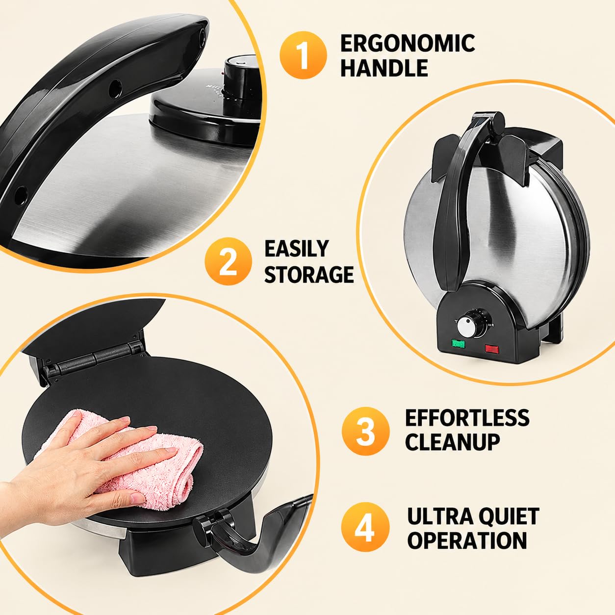 Machine à Roti Électrique, Presse à Tortillas 10 Pouces à Chaleur Réglable