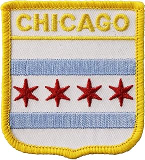 Chicago City Flag Embroidered Iron on/Sew on Shield Patch