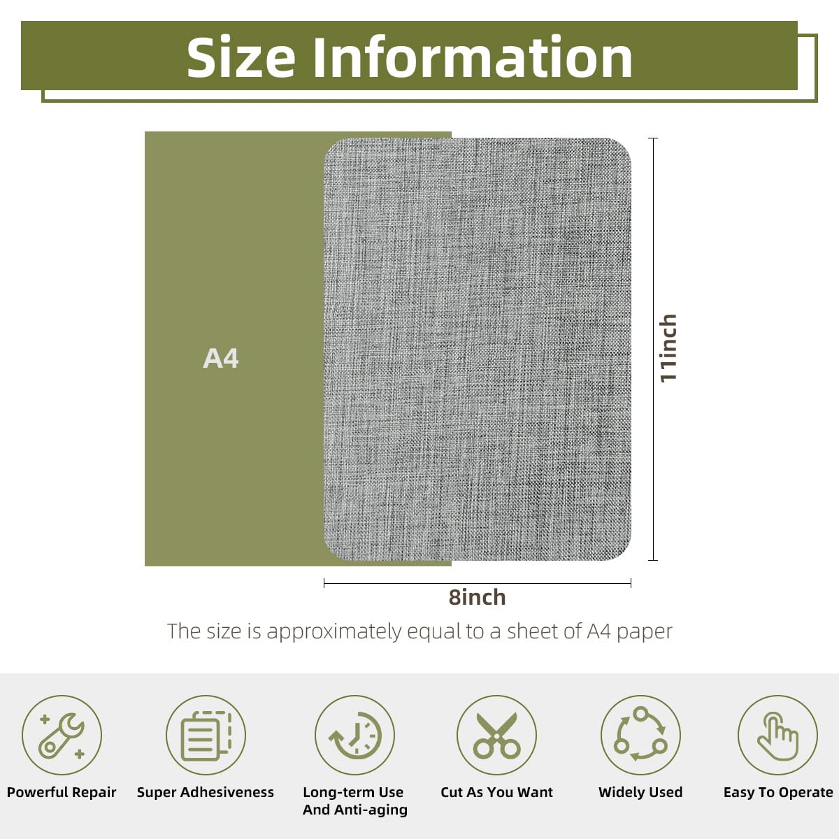 ZESION 2Pcs Self-Adhesive Linen Fabric Patches, Quick Repair for Sofas, Tents, Car Seats/8