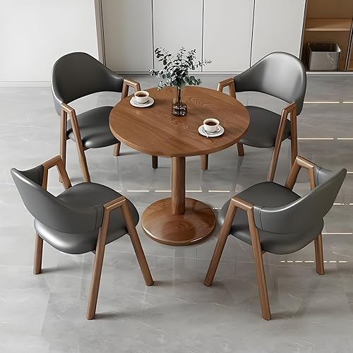 Miniatura 11 de YVYKFZD Mesa de recepción de oficina, mesa de club, mesa de conferencias redonda pequeña, juego de mesa de centro de 5 piezas, juego de mesa de