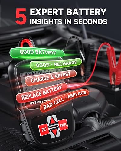 Miniatura 3 de FOXWELL BT100 Pro - Probador de batería de 12 V, probador de batería de automóvil, probador de carga de batería, analizador digital de batería