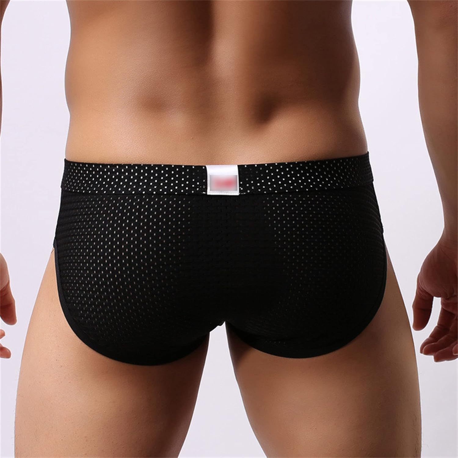 JEKE-DG Mens Mesh Holes Elephant Nose Briefs Pouch Translucent Underwear Breathable U Bulge Low Waist Underpants