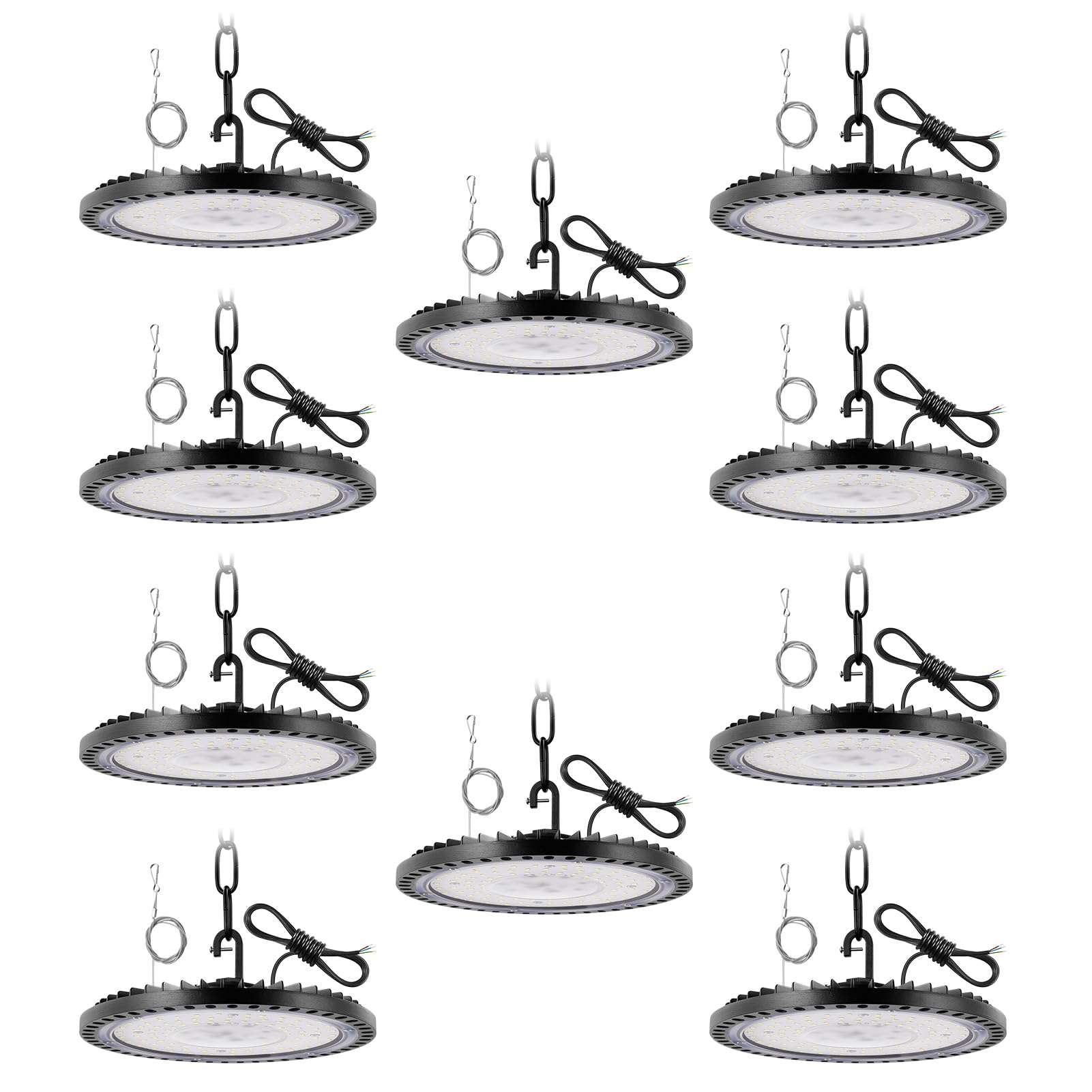 Bellanny 10Packs 100W LED UFO High Bay Light, 10000LM 6500K Daylight White Industrial UFO Lamp, IP65 Waterproof Ultra Thin LED Warehouse Lighting for Workshop Factory Garage