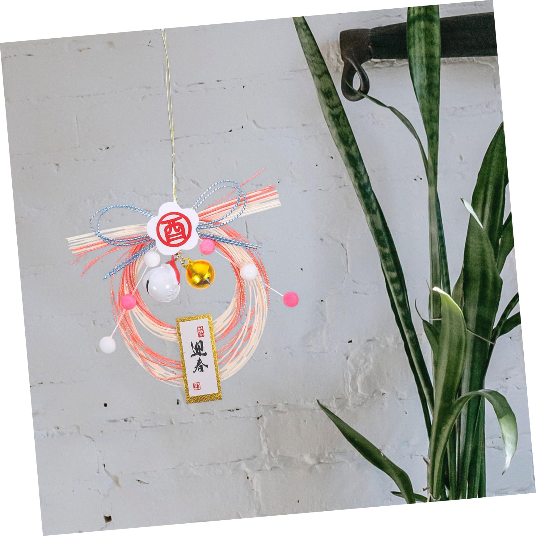 ABOOFAN 5St Anhängerdekoration aus Stroh hängende Segensverzierung hängender Strohkranz als Ornament Dekoration Wohnkultur Girlande Japanischer gewebter Kranz Verzierung Kabel