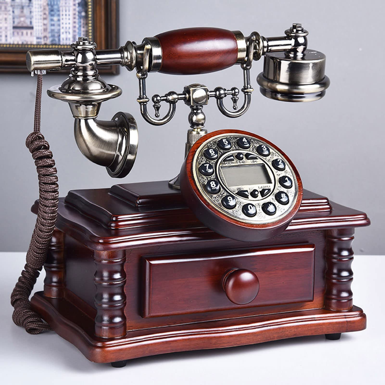 Téléphone Fixe rétro Vintage avec écran LCD, décor de Bureau de téléphone Filaire Classique, Recomposition d'une Touche, pour Le Bureau à Domicile